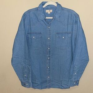 Denim Pearl Snap Button Up